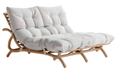 This cut out element shows a double sun lounger for use in outdoor spaces. The design features a comfortable seating area suitable for relaxing outdoors