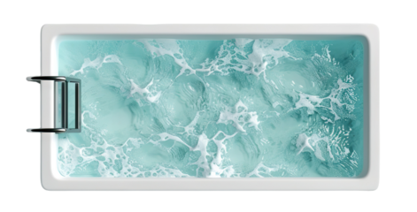 A rectangular pool filled with clear water is shown. The view is from above, capturing the surface ripples. The background is transparent for easy use in designs