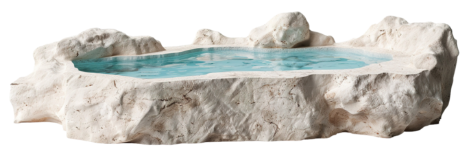 This cut-out element features a stone-lined outdoor pool filled with clean blue water. The background is transparent, making it suitable for various design projects