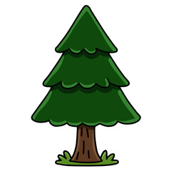 Fototapeta premium Cute green pine tree cartoon character vector illustration