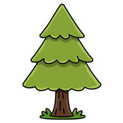 Fototapeta premium Cute green pine tree cartoon character vector illustration