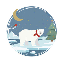 Polar Bear Under Winter Moon​