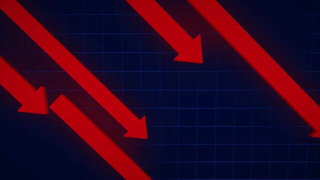 Falling red arrows indicating financial market crash