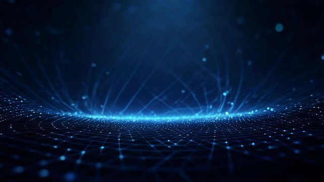 Futuristic blue digital wave network with glowing connection points