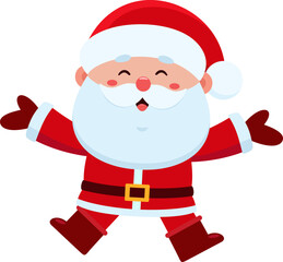 Joyful Santa Claus Cartoon Character With Open Arms and Happy Expression - Vector Illustration Flat Design Isolated On Transparent Background