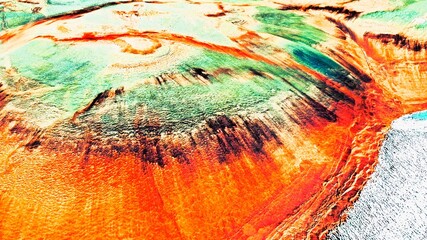 birds eye view the Andes from above mixed media