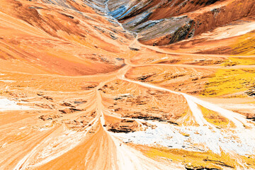 birds eye view the Andes from above mixed media