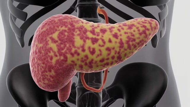 3D CGI Render of the Human Pancreas with Rib Cage and Pelvis
