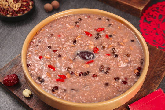 Laba Congee Chinese Eight Treasure Rice Porridge with Mixed Grains Beans Dates Traditional Breakfast Bowl