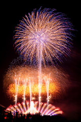 colourful firework display set for celebration happy new year and merry christmas and  fireworks on black background