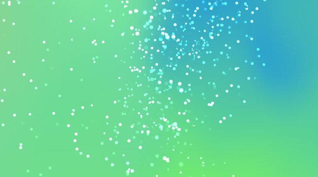 A soft abstract animation featuring floating white particles drifting upward against a smooth green-to-blue gradient background. The gentle motion creates a calm, airy, and dreamy atmosphere, perfect 