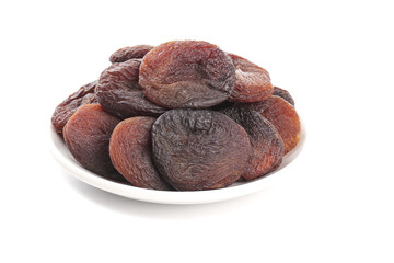 Dried Xinjiang Apricots Without Pits on White Plate - Healthy Snack Food Display
