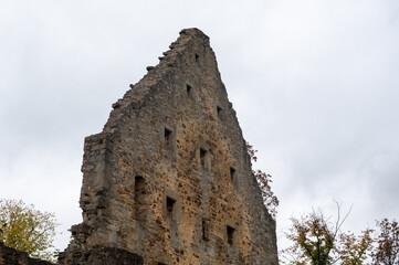 Facade of an old castle ruins