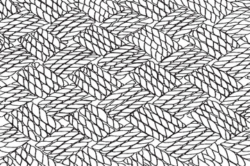 Seamless Black and White Hand-Drawn Woven Rope or Braided Texture Pattern © Nasir