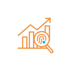 FinTech security analytics icon with fingerprint biometric authentication and rising financial growth chart vector