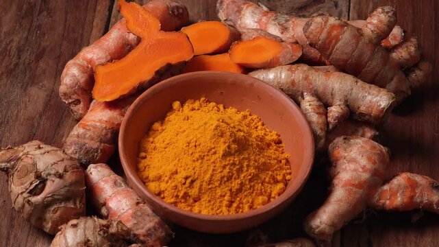 Turmeric powder in a ceramic cup