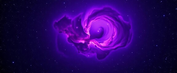 Deep violet nebula with swirling cosmic dust and distant stars, swirls, design