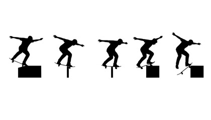 Skater Grind Trick Silhouette Vector