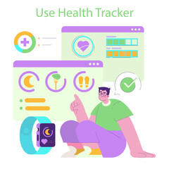 Person Using Health Tracker Vector Illustration