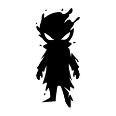 Eerie silhouette of a character with glowing eyes and ink-like details creating an unsettling