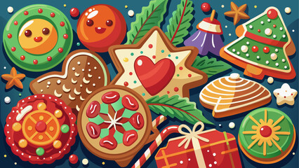 Festive christmas cookies detailed scene