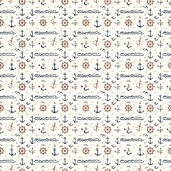 Nautical Anchors & Rope Seamless Pattern &mdash; Marine Tileable Vector Background