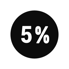 discount 5% icon vector black circle with white text