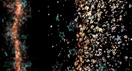Abstract stars illustration on a black background, with bokeh effect and a sense of magic and celebration. © vegefox.com