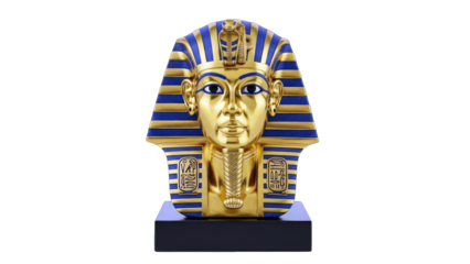 Tutankhamun Mask Statue on White Background