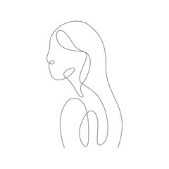 Woman Hand Near Face Expressive One Line Art IllustrationLong Hair Woman Profile Minimalist One Line Art Vector