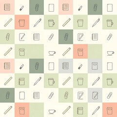 Modern Office Supplies Seamless Pattern &mdash; Flat Icon Background