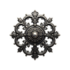 Intricate silver circular ornament