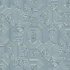 Tech Circuit Traces Seamless Pattern &mdash; Modern Tileable Cyber Background