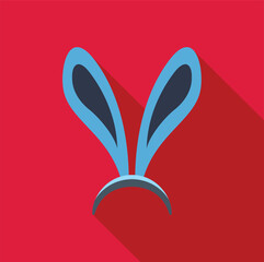 Bunny ears headband showcasing a flat design style with a long shadow