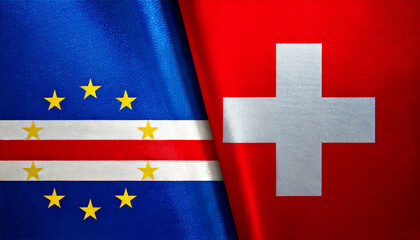 スイスの国旗とカーボヴェルデの国旗(Switzerland flag & Cabo Verde flag.)
