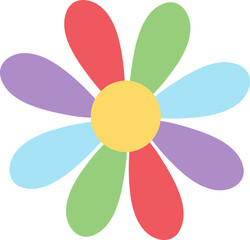 cute colorful pastel rainbow flower shape vector cartoon illustration