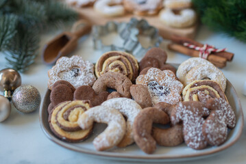 Homemade various christmas gingerbread cookies