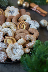 Homemade various christmas gingerbread cookies