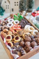 Homemade various christmas gingerbread cookies