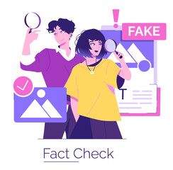 Fototapeta premium Fact Check Illustration with Magnifying Glasses