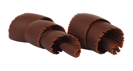 Chocolate Curls with hard texture surface, isolated on transparent background. Ideal for food and culinary design projects