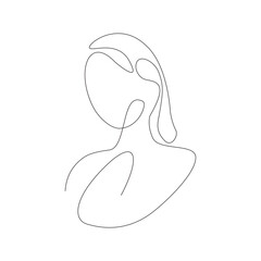 Elegant Woman Shoulder Length Hair Continuous Line Drawing