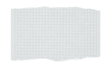 Torn piece of grid notebook paper, isolated on transparent background. Suitable for creative...
