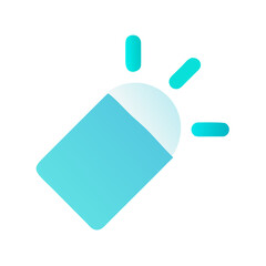 cyan glowing eraser icon with rays and gradient design