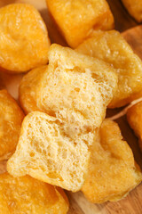Deep Fried Tofu Puffs Golden Crispy Asian Cooking Ingredient Vegetarian Protein Food