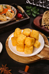 Delicious Golden Fried Tofu Puffs Traditional Asian Cooking Cuisine Bean Curd Dishes