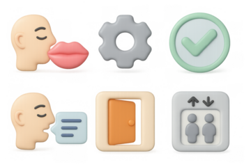 Accessibility icon set featuring communication, settings, and entry symbols for inclusive design