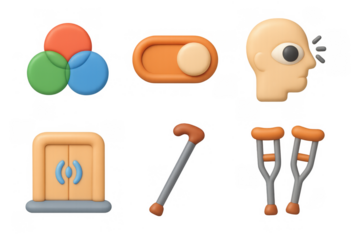 Accessibility icon set featuring universal symbols for inclusivity and assistance in various contexts