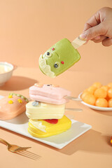 Cute Cartoon Face Ice Cream Popsicles Colorful Summer Frozen Treats for Kids Creative Dessert