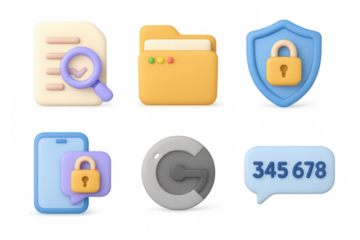 Cybersecurity icon set for digital protection and data privacy design